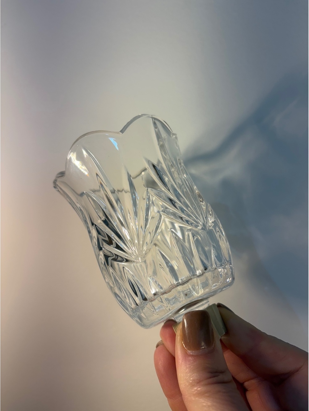 Home Interiors Cambridge Crystal Peg Votive Glass Tulip Candle Holder Sconce